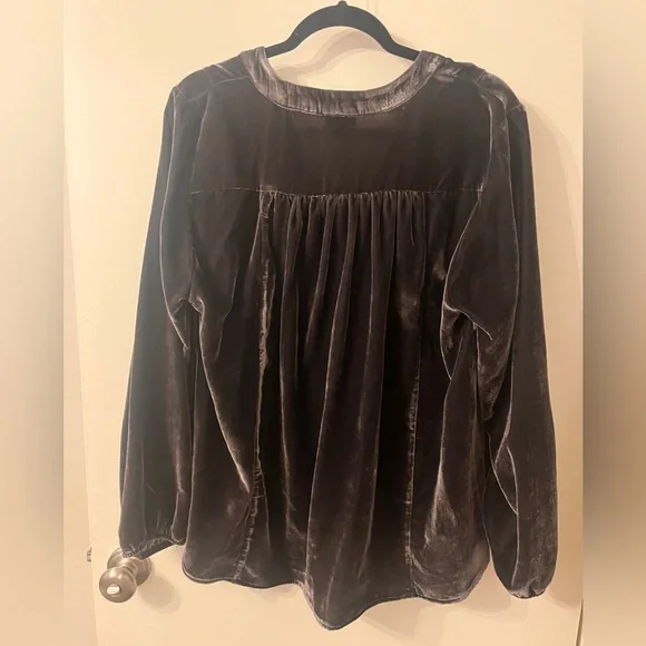 Velvet Embroidered Long Sleeve Blouse - Picture 3 of 4